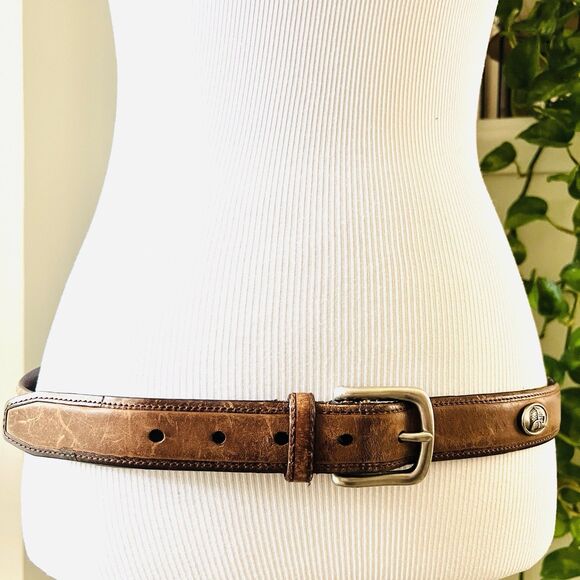 Columbia Sportswear Comany Brown Worn Distressed Leather Mens Belt Size 36 - Picture 1 of 8
